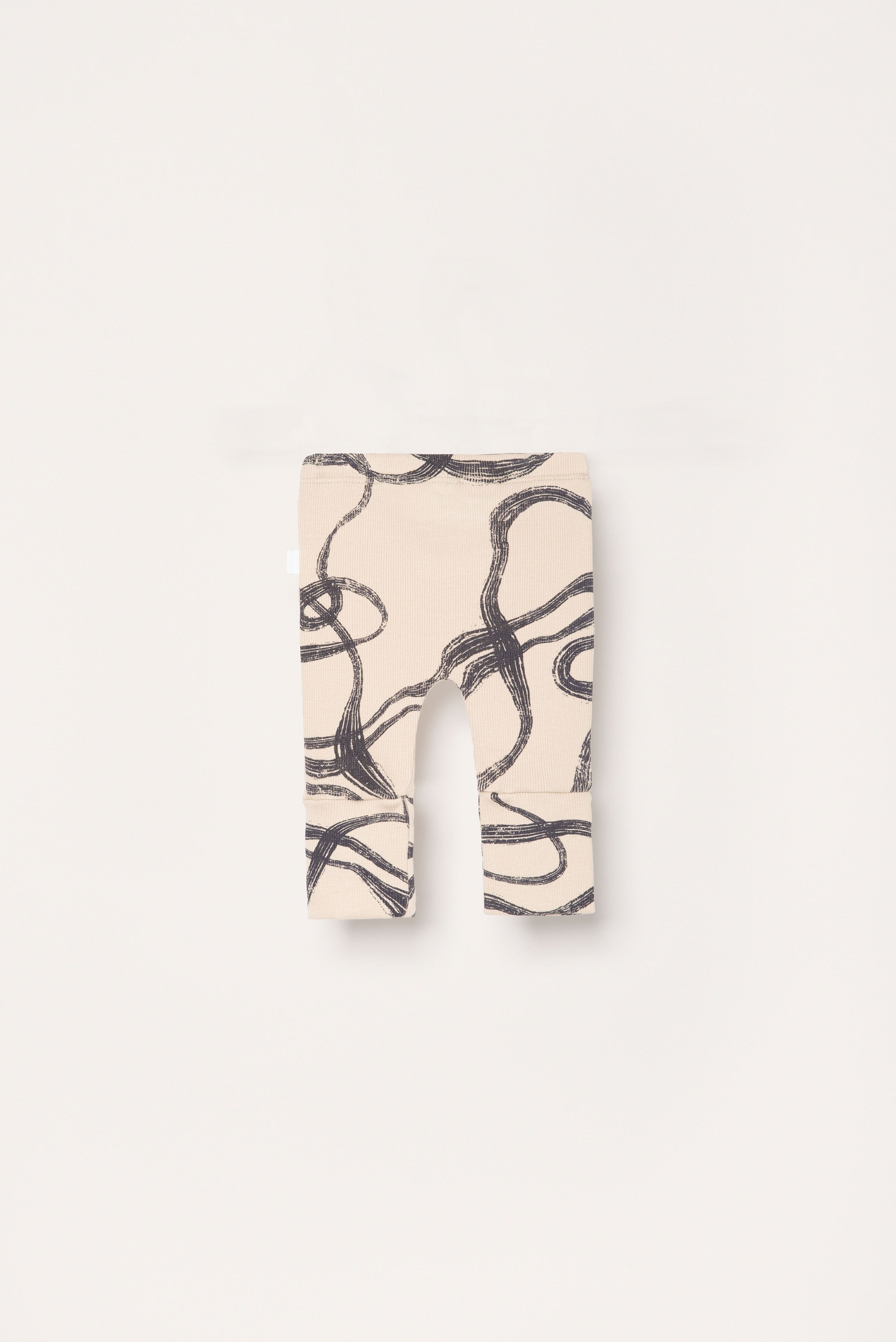 Ribbed baby pants with abstract wind print