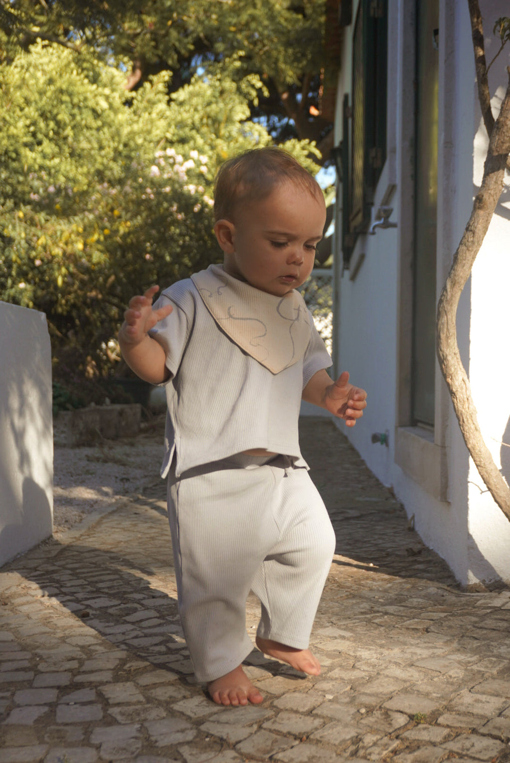 Ekologisk Ribbad T-Shirt LJUSBLÅ