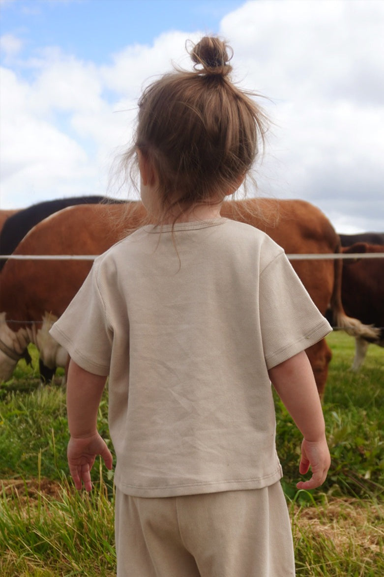 Ekologisk Ribbad T-Shirt SAND