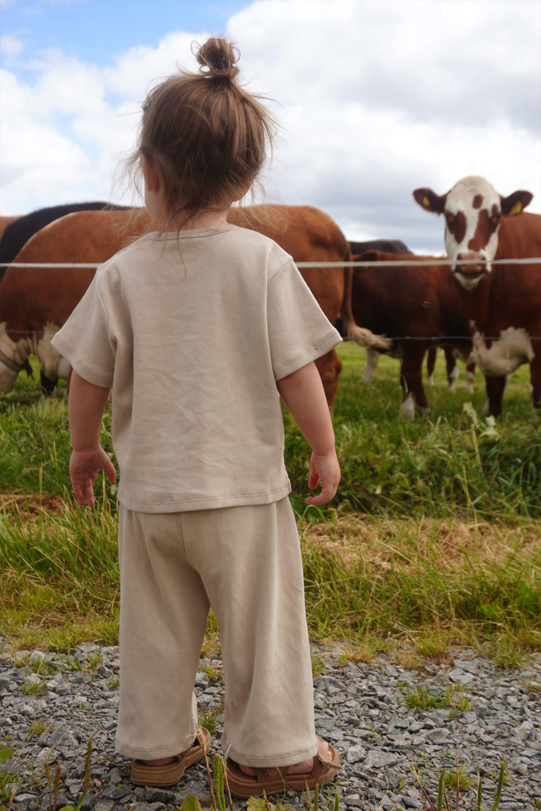 Ekologiska Ribbade Byxor SAND