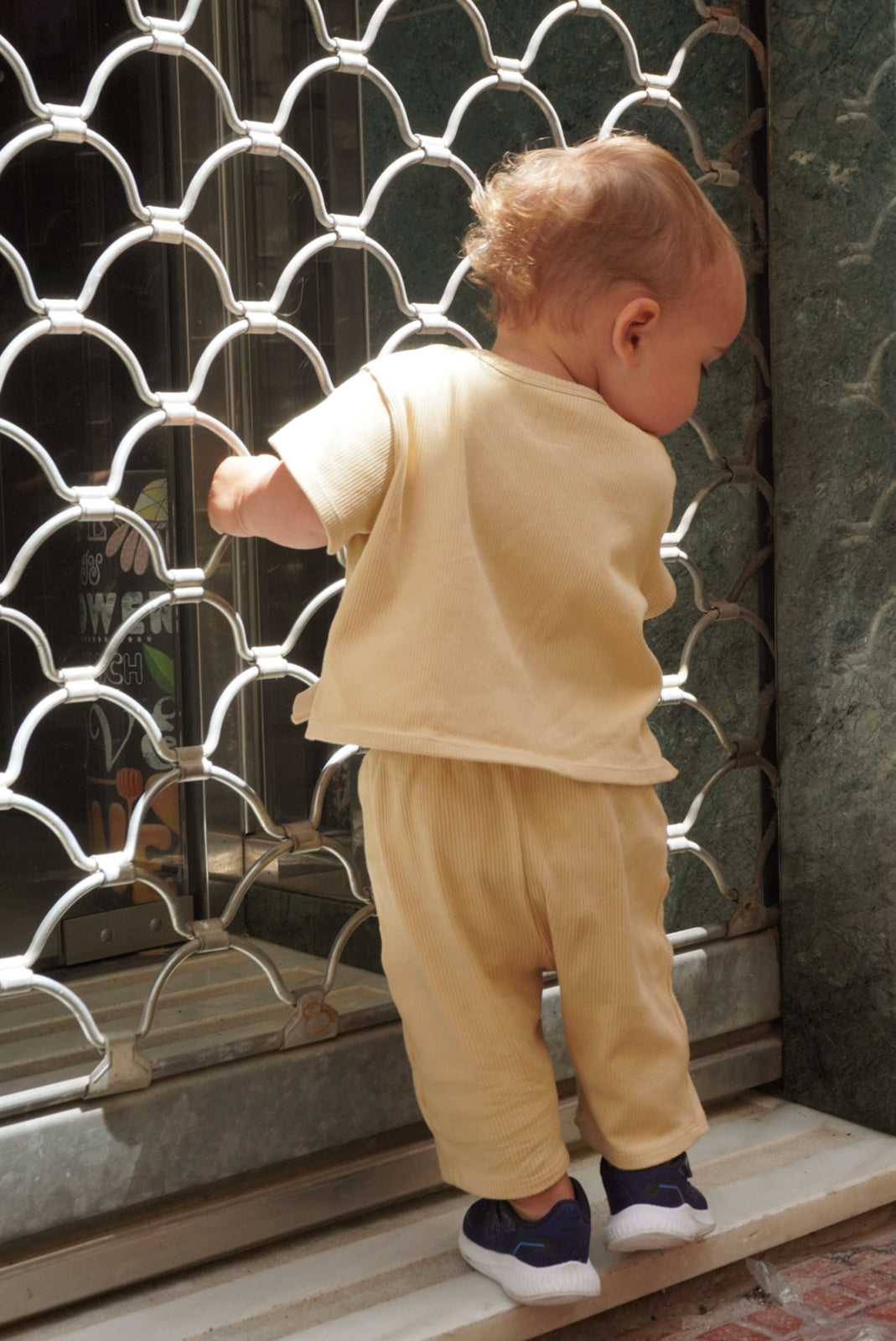 Ekologiska Ribbade Byxor LJUSGUL