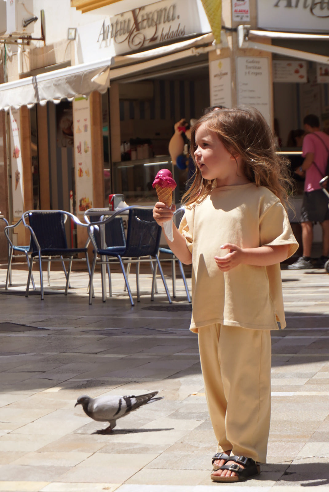 Ekologiska Ribbade Byxor LJUSGUL