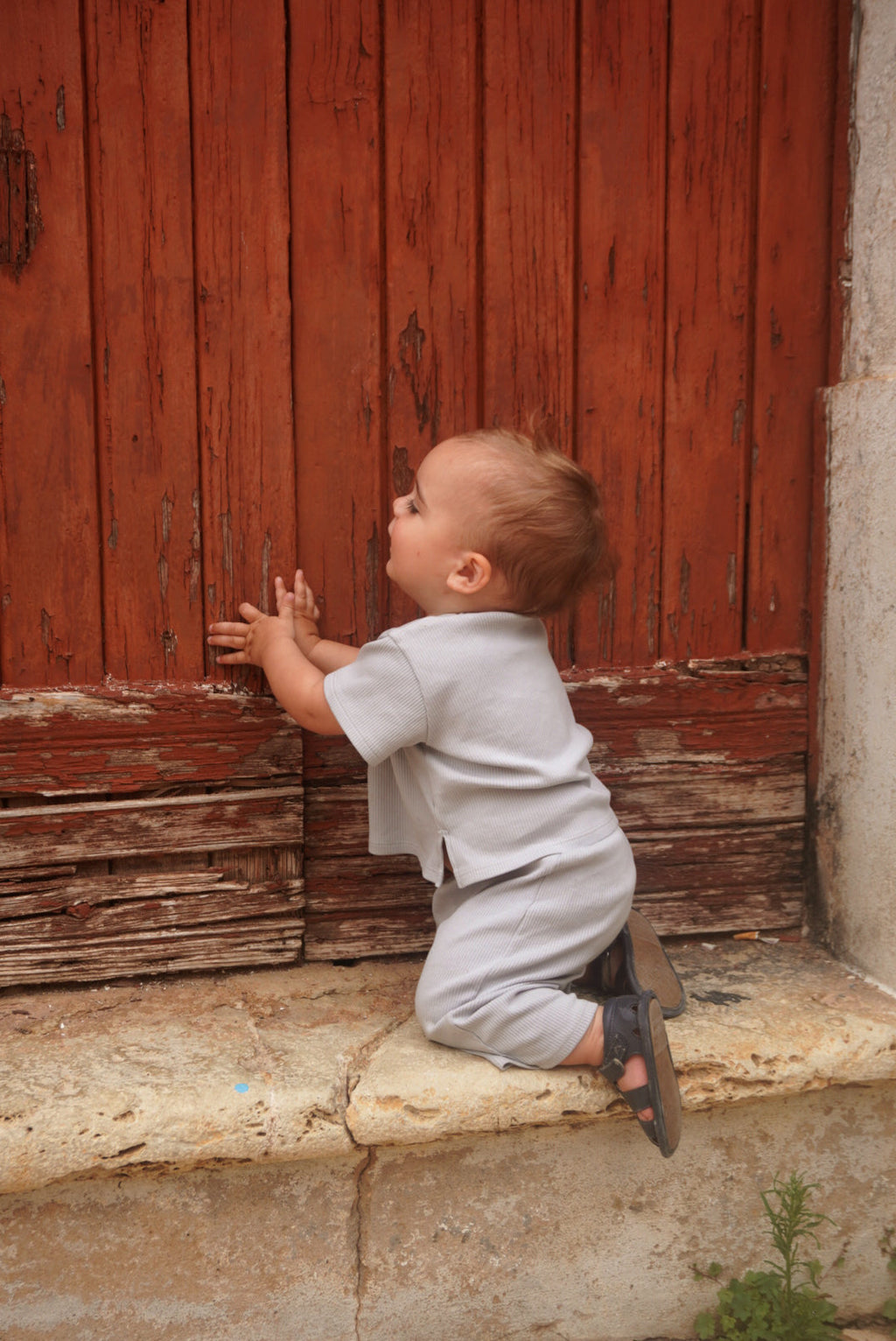 Ekologisk Ribbad T-Shirt LJUSBLÅ