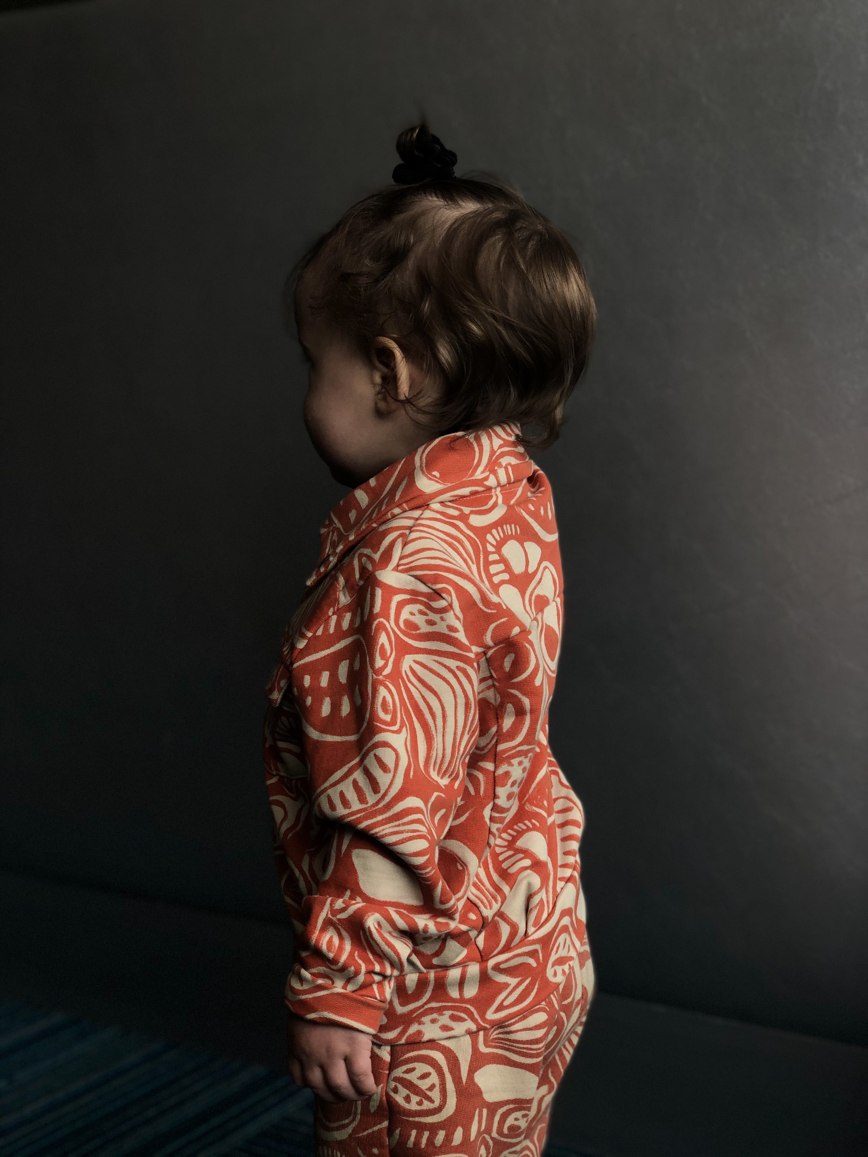 Jersey jacket with orange harvest print - Granelito 