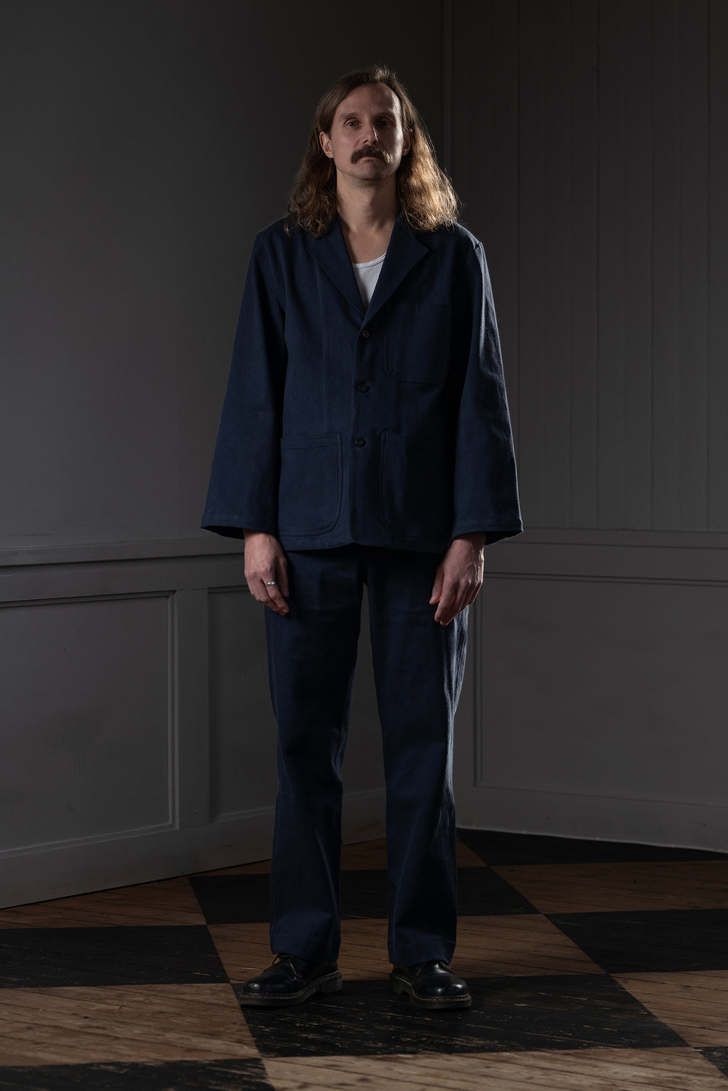 STRAIGHT-LEG MEN'S TROUSERS - CANDIANI DENIM, DARK NAVY