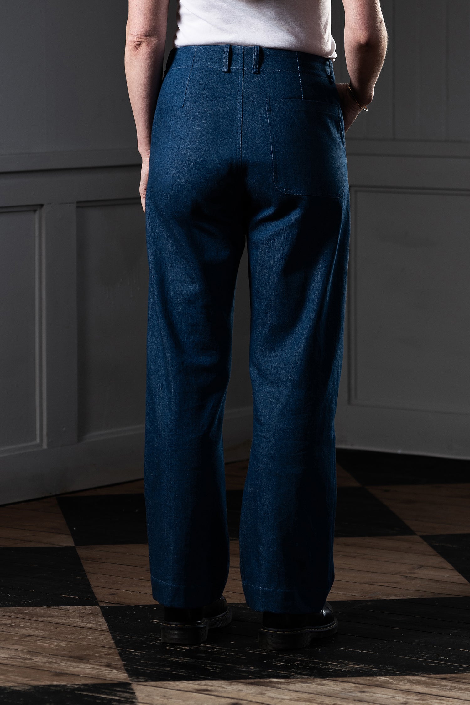 STRAIGHT-LEG WOMEN'S TROUSERS - ORTA DENIM, MID BLUE