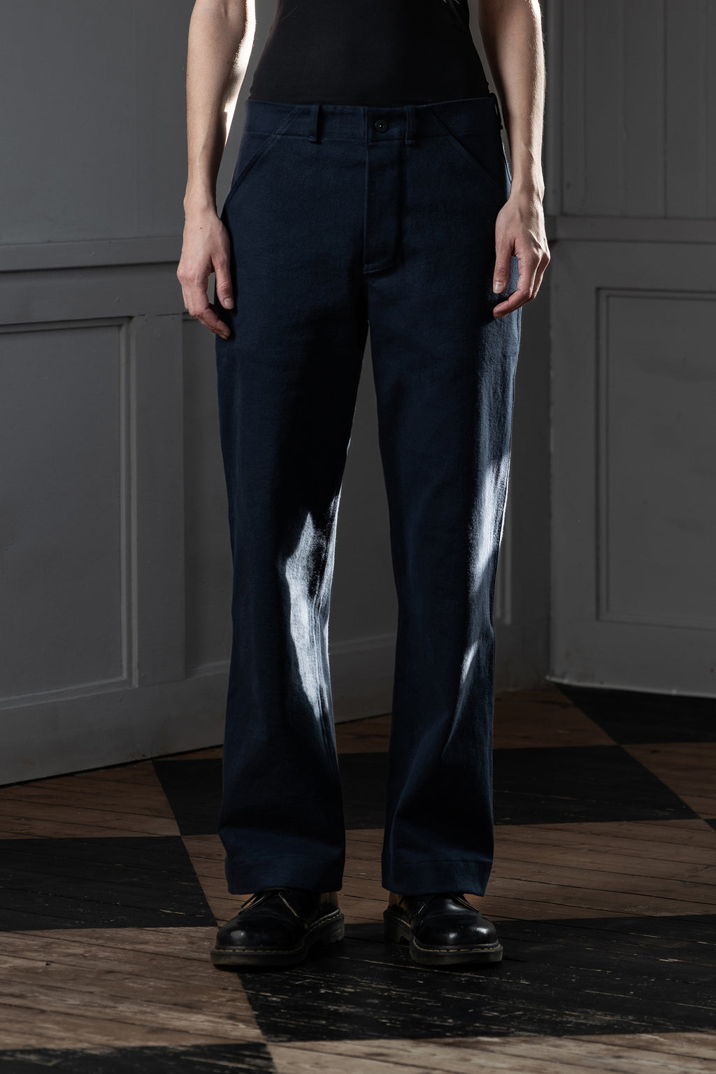 STRAIGHT-LEG WOMEN'S TROUSERS - CANDIANI DENIM, DARK NAVY