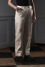 STRAIGHT-LEG WOMEN'S TROUSERS - CANDIANI DENIM, ECRU
