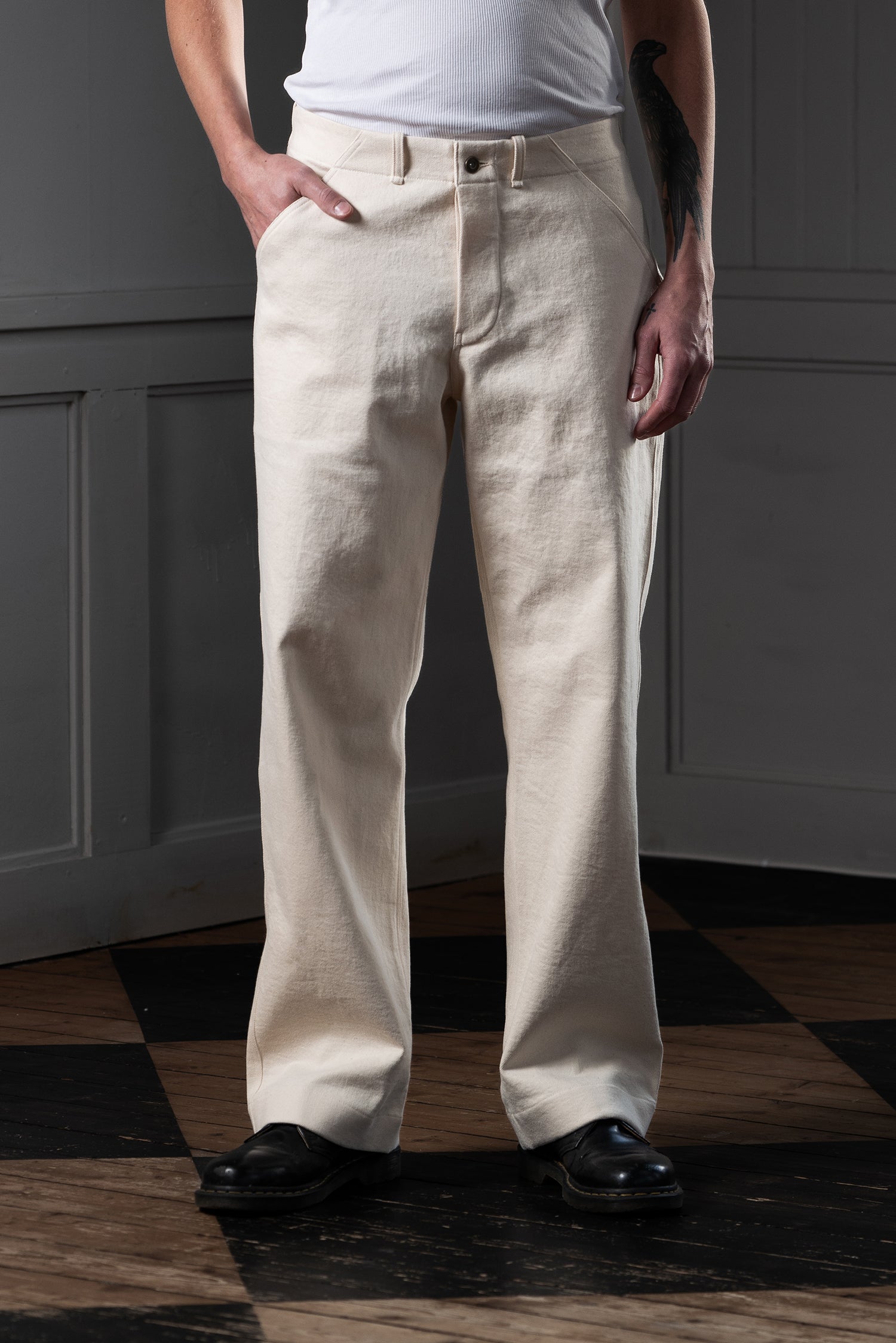 STRAIGHT-LEG TROUSERS - CANDIANI DENIM, ECRU