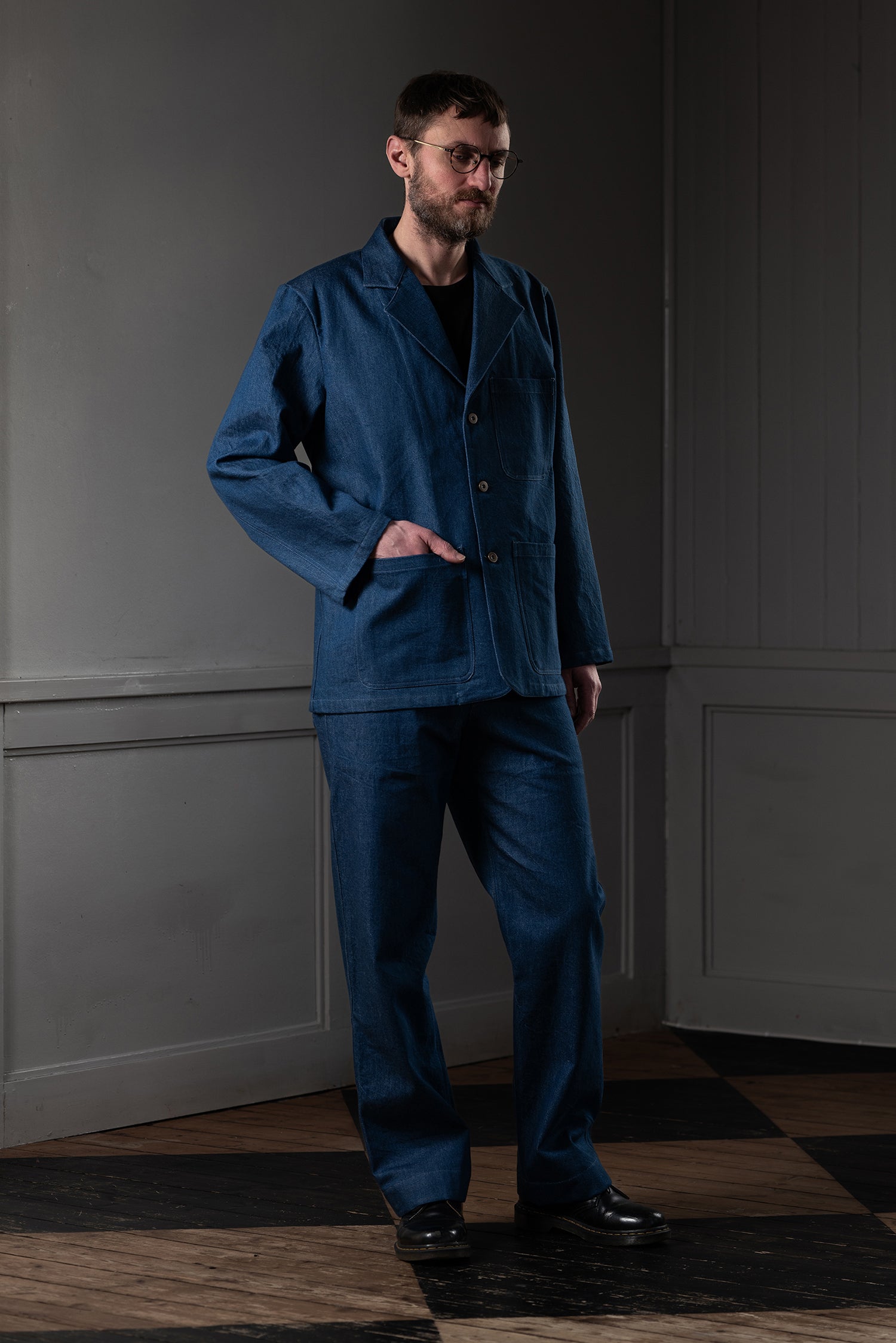 STRAIGHT-LEG MEN'S TROUSERS - ORTA DENIM, MID BLUE