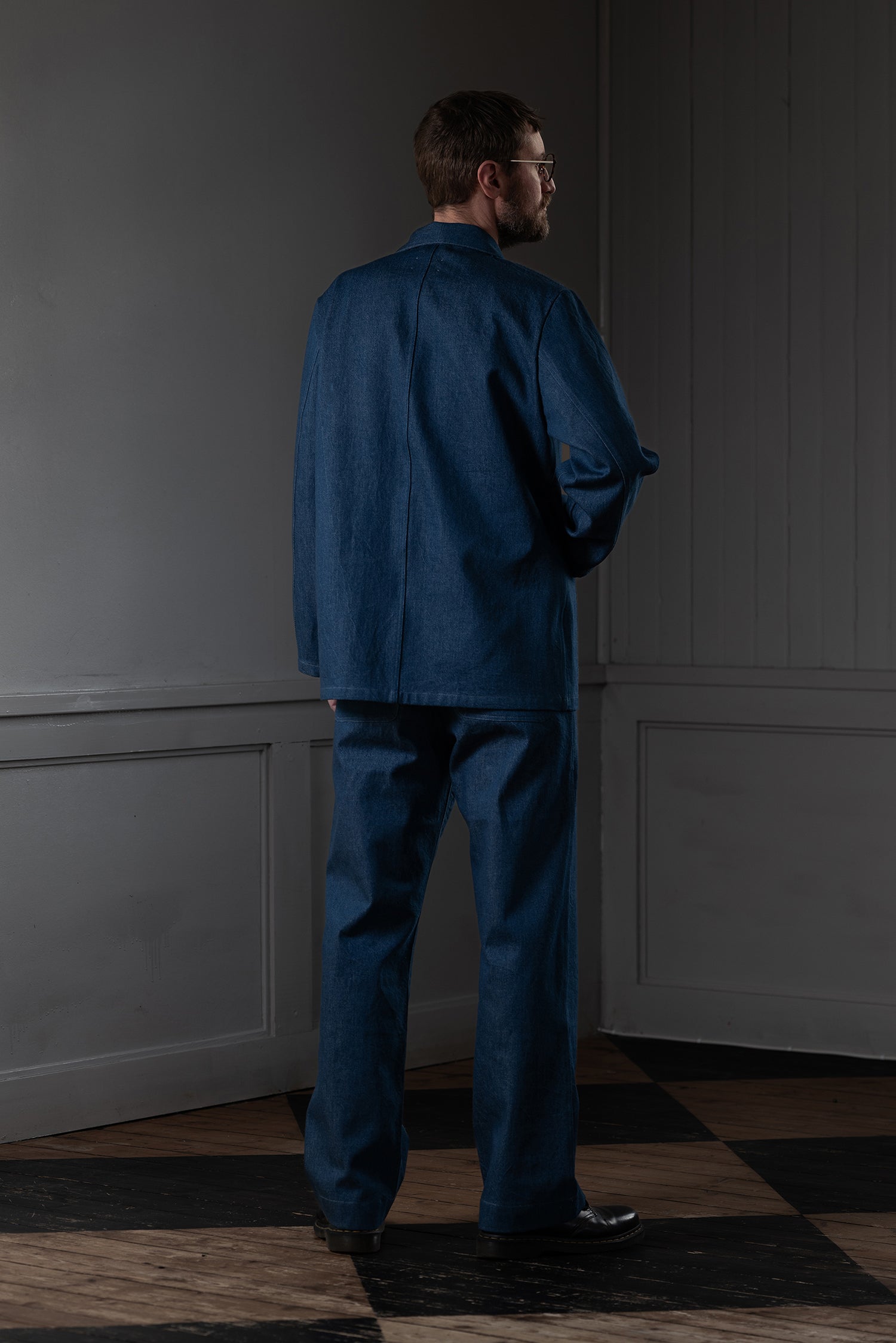 STRAIGHT-LEG MEN'S TROUSERS - ORTA DENIM, MID BLUE