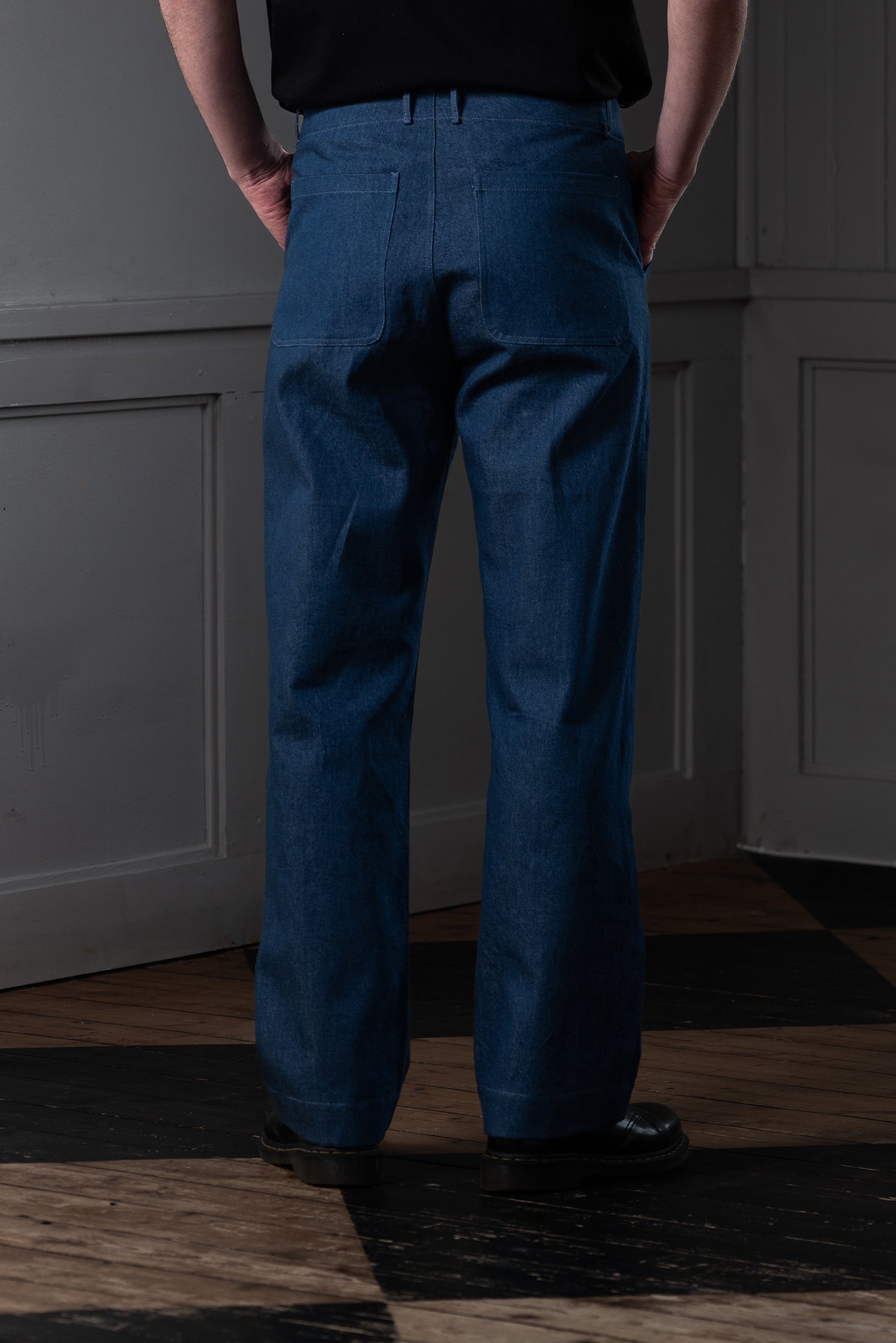 STRAIGHT-LEG MEN'S TROUSERS - ORTA DENIM, MID BLUE