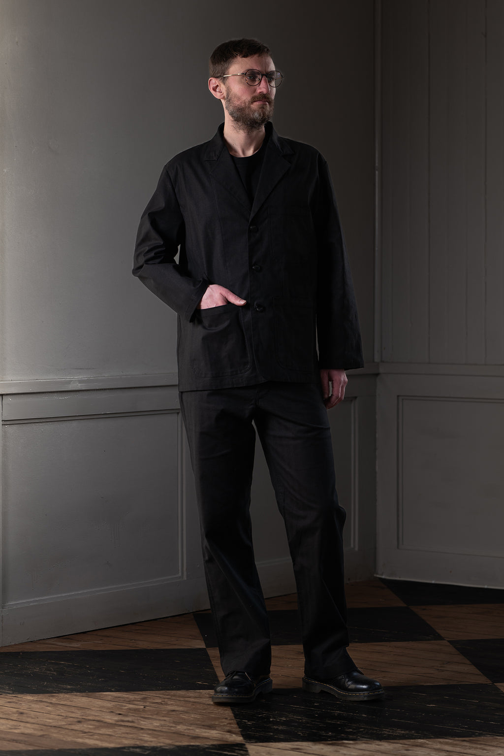 CHORE JACKET - HERRINGBONE, BLACK