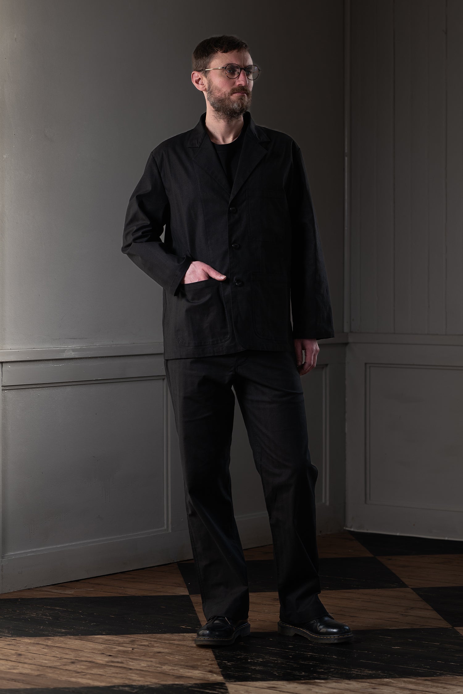 CHORE JACKET - HERRINGBONE, BLACK