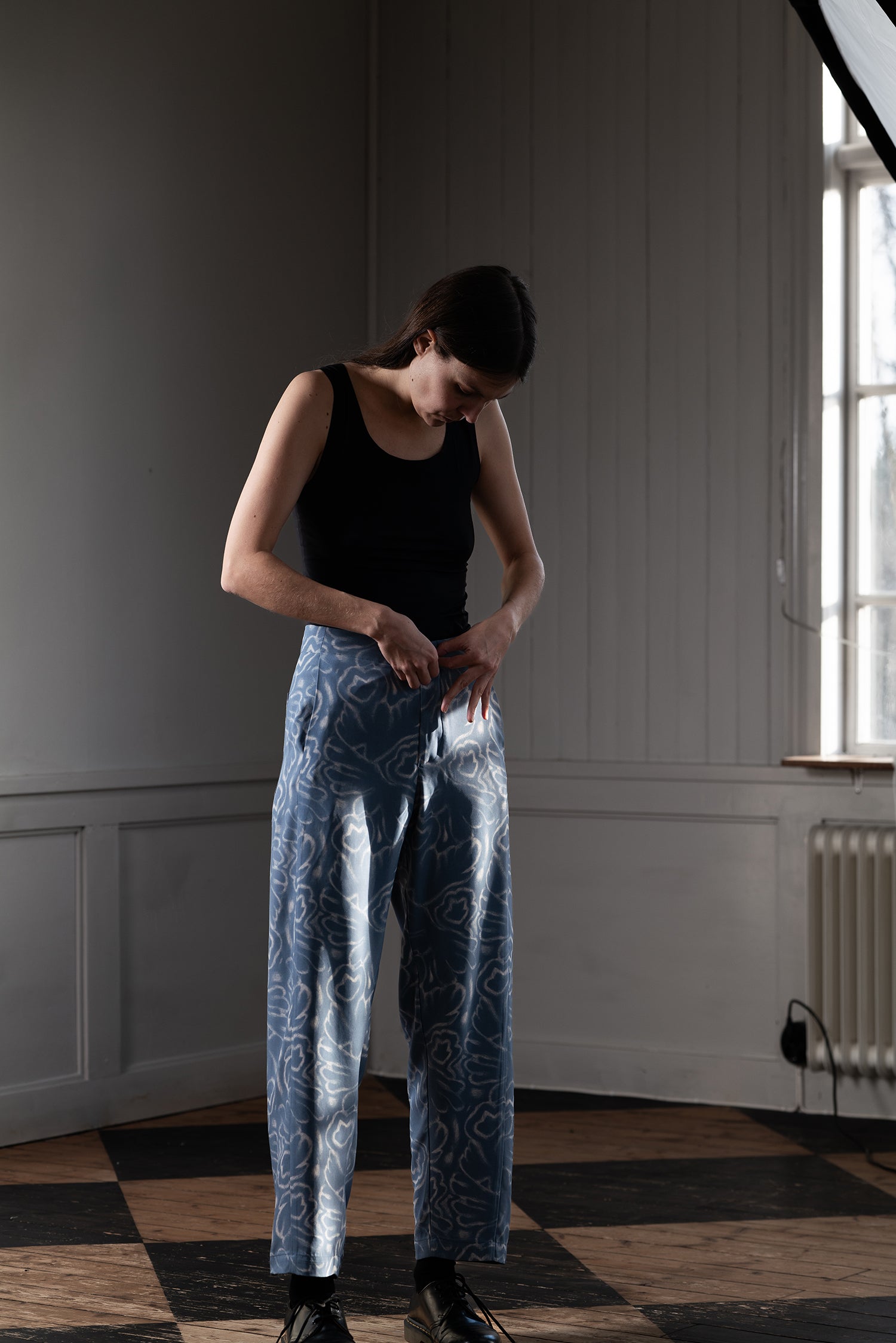 RELAXED TROUSERS DRAPEY TWILL, SOFT-BLUE