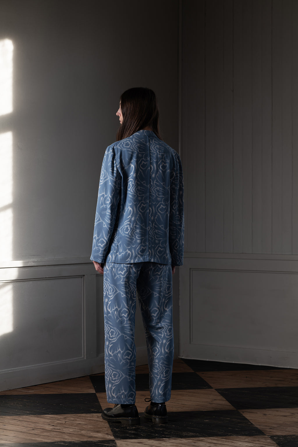 RELAXED BLAZER DRAPEY TWILL, SOFT-BLUE