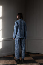 RELAXED BLAZER DRAPEY TWILL, SOFT-BLUE
