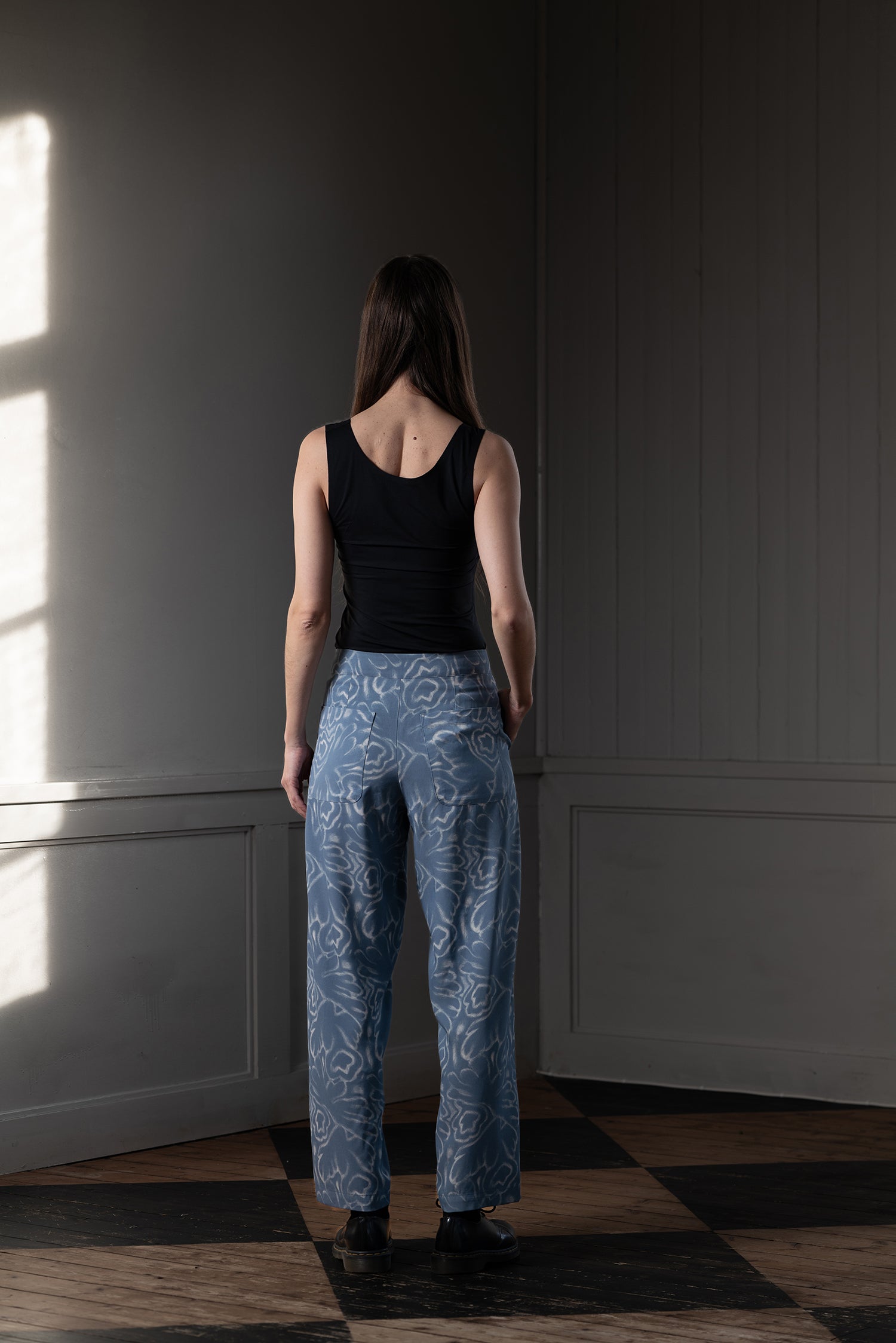 RELAXED TROUSERS DRAPEY TWILL, SOFT-BLUE
