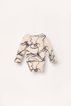Ribbed kimono baby body with abstract wind print