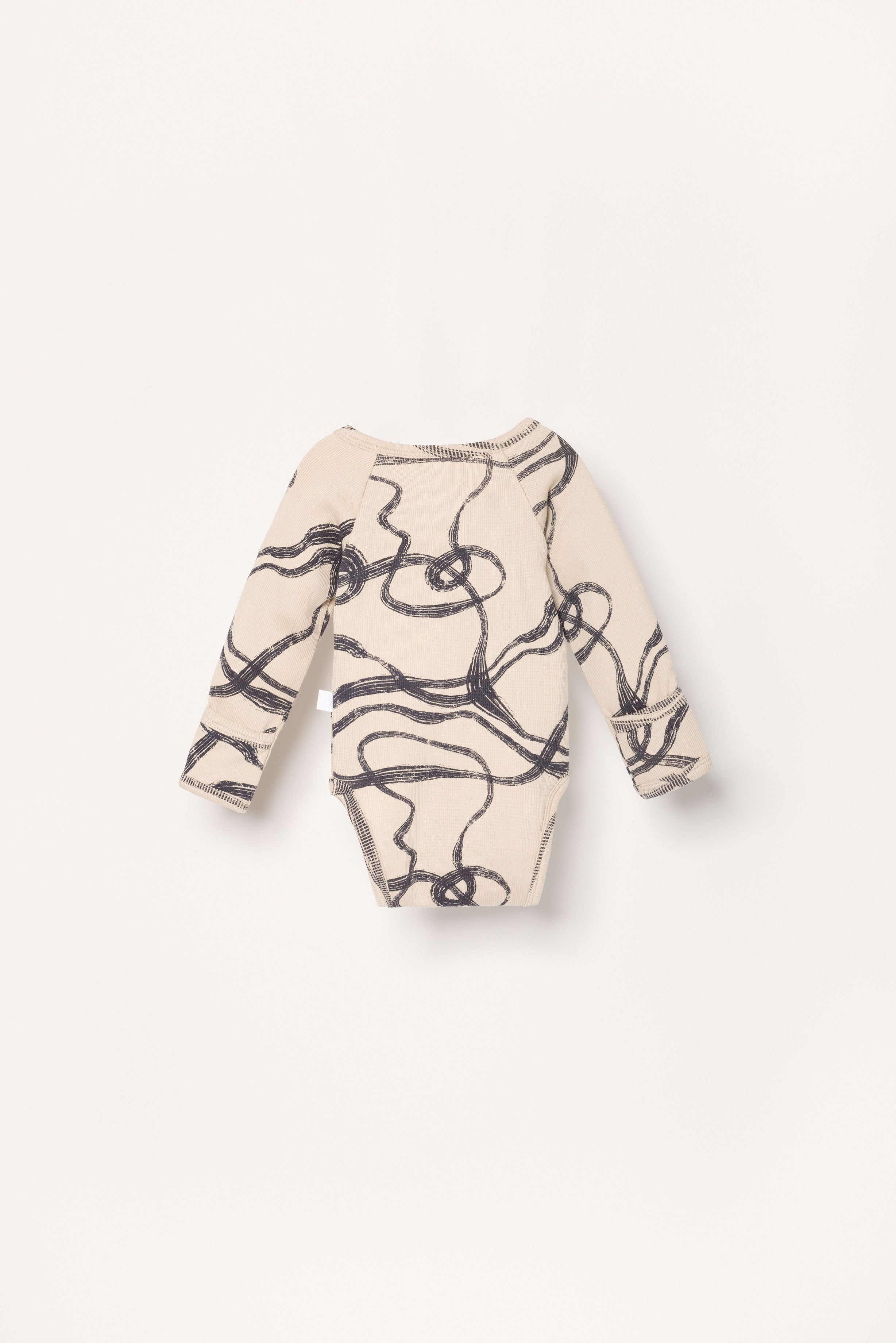 Ribbed kimono baby body with abstract wind print