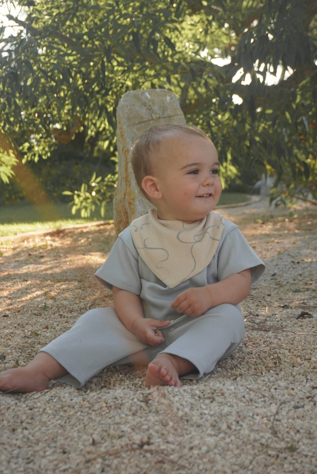 Ekologiska Ribbade Byxor LJUSBLÅ