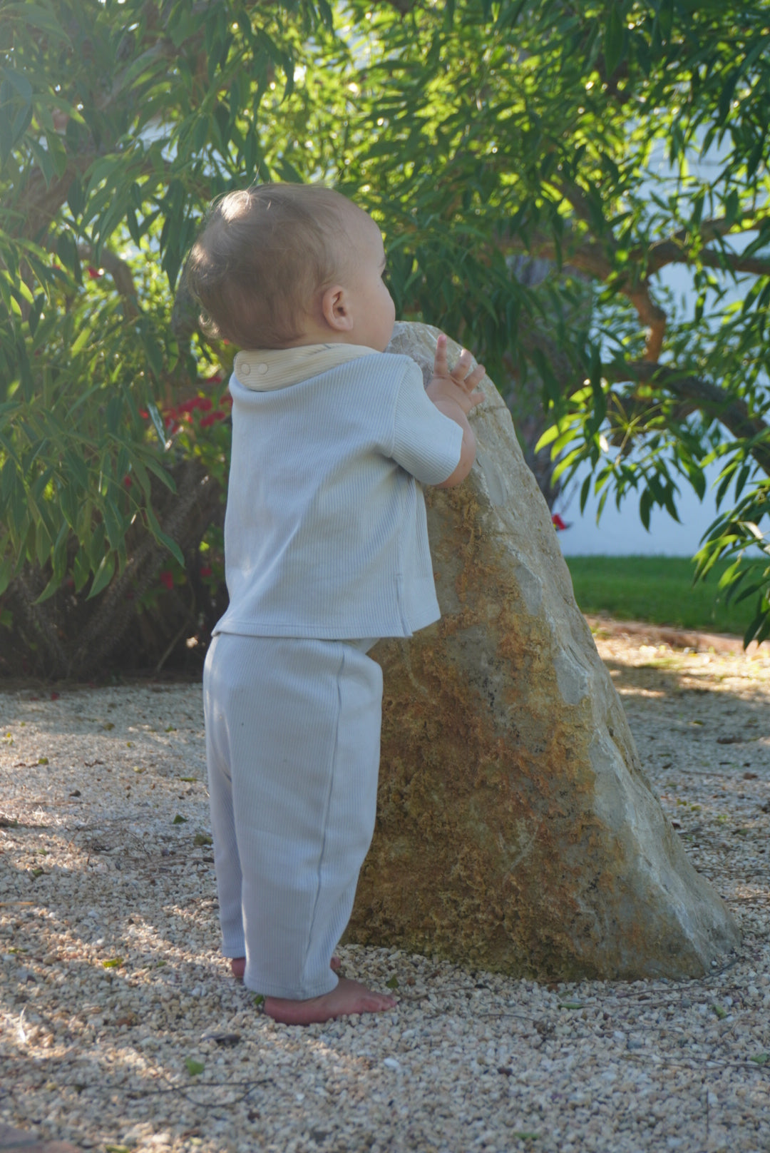 Ekologiska Ribbade Byxor LJUSBLÅ