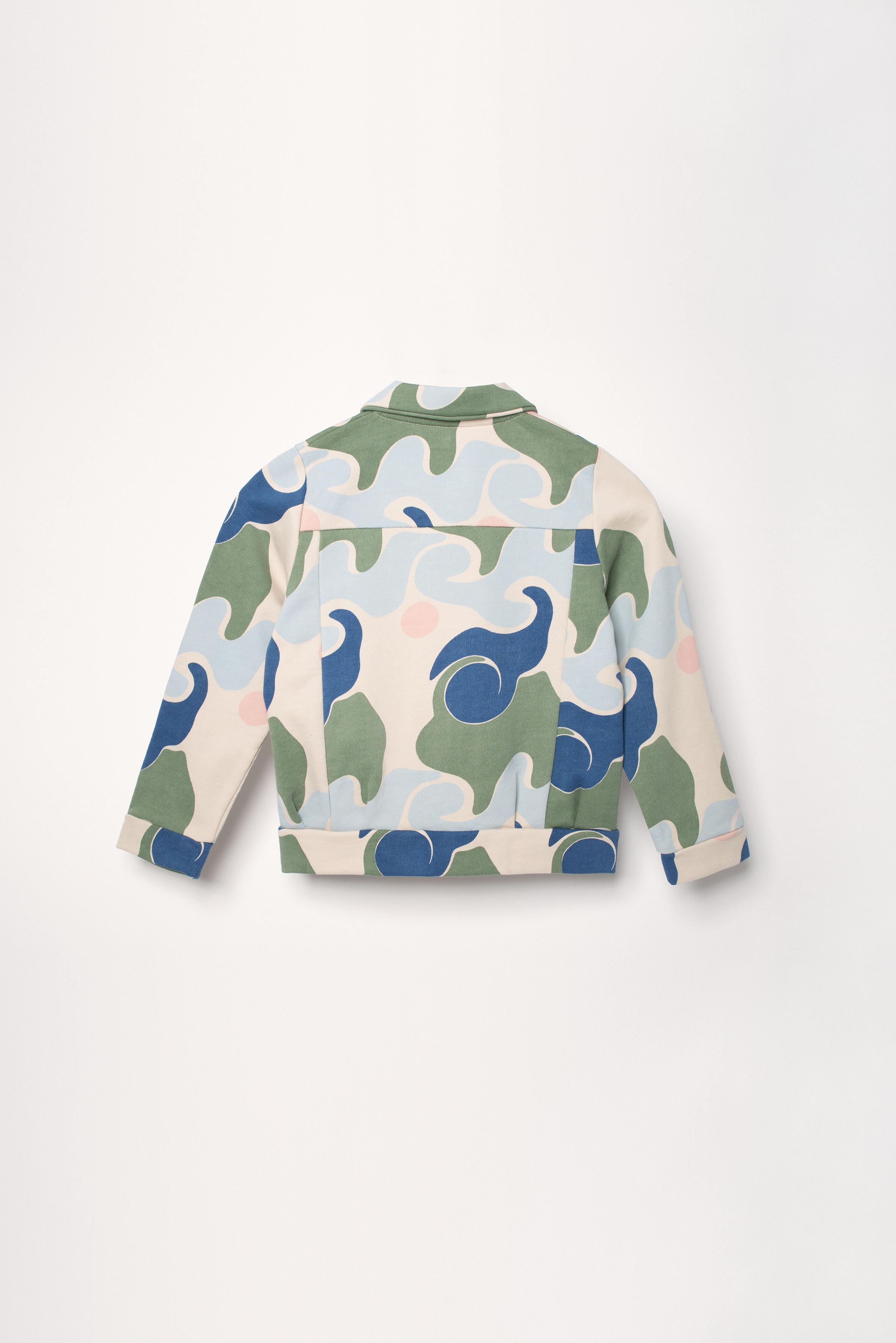 Jersey jacket with abstract wave print